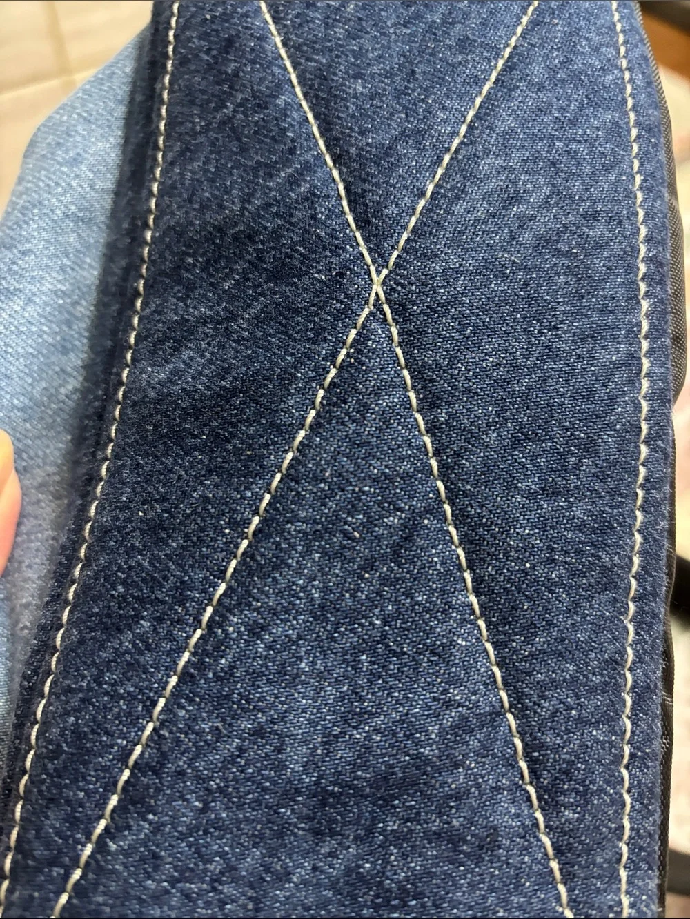 Marc Jacobs Denim Mini Backpack in Light and Dark Blue with Black Trim